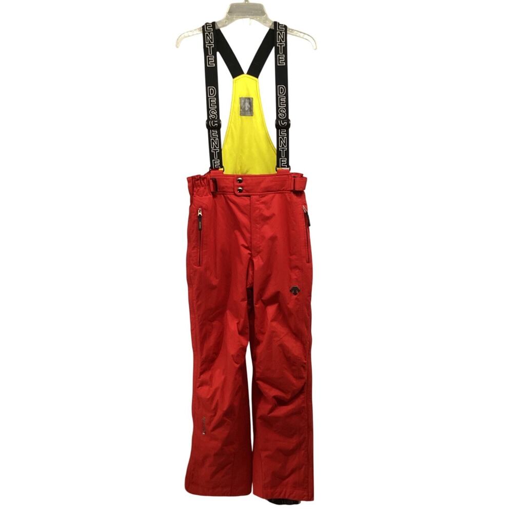 Descente Mens Vintage Red Black Ski Snowboard Snow Lined Overalls Pants 36x30